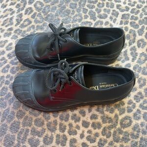 Dior Dioriron Derby Lug Sole Shoes Black Brushed Calfskin Size 38.5
